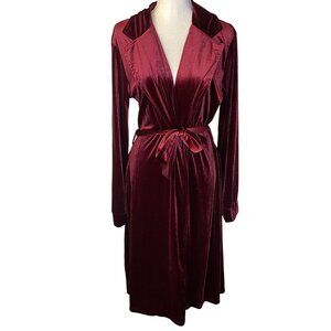 Unbranded Velvet Open Tie Robe Women 6 Burgundy Pocket Luxurious
